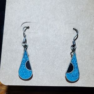 Alpaca Sterling Turquoise & Black Onyx Earrings